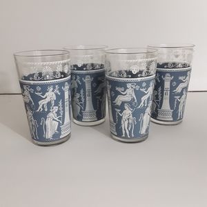 VTG!Jeannette 60s-70s Greek Themed Glass Tumblers